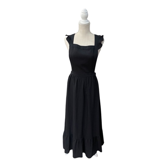 Mittoshop Black Square Neck Ruffled Peasantcore Cottagecore Maxi Dress Size M - Picture 1 of 11